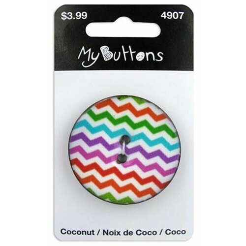 Пуговица My Buttons - Light Chevron, круглая, пластиковая, с орнаментом, 1 упаковка