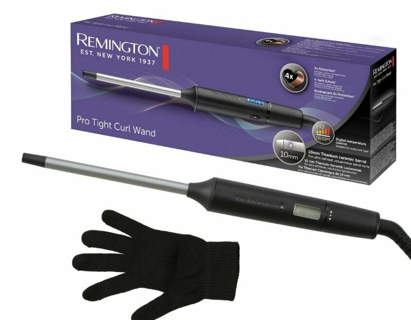 Щипцы для завивки волос Remington Pro Tight Curl CI6X10, нагрев за 30 сек, защитное покрытие антистатическое, керамическое, турмалин-ионное и ультра-гладкое