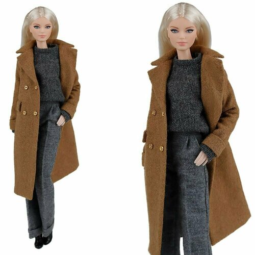 Шерстяное пальто с пуговицами для кукол 29 см. типа барби