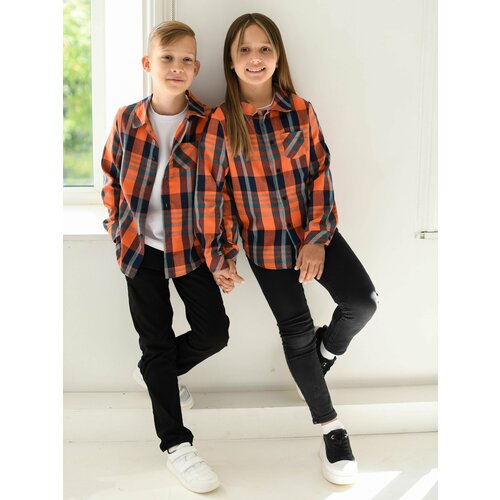 Школьная рубашка LikeRostik, размер 134, оранжевый школьная рубашка likerostik размер 152 черный