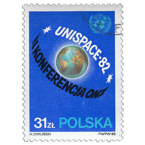 (1982-026) Марка Польша Эмблема 2-я Конференция ООН по использованию космического пространства