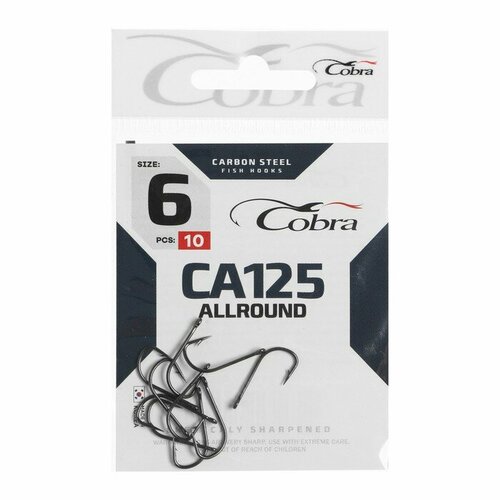 cobra крючки cobra allround серия ca114 2 10 шт Крючки Cobra ALLROUND, серия CA125, № 6, 10 шт.