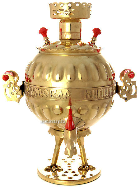 фото Электрический самовар 3 литра желтый "Петух на ножках" старинный, арт. 144209