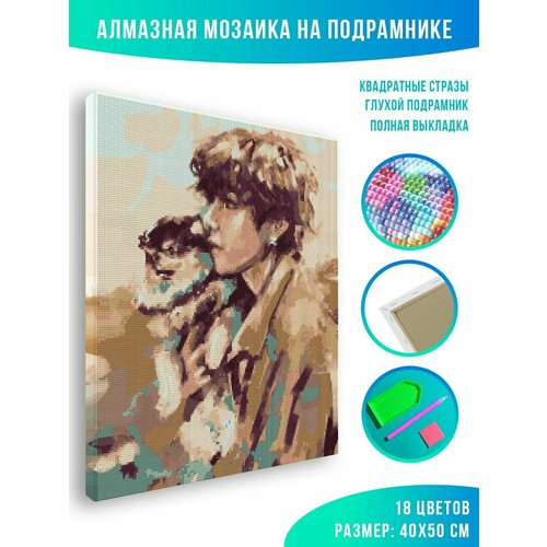 Алмазная мозаика на подрамнике - вышивка BTS Ви и Ёнтан Арт 40 х 50 см