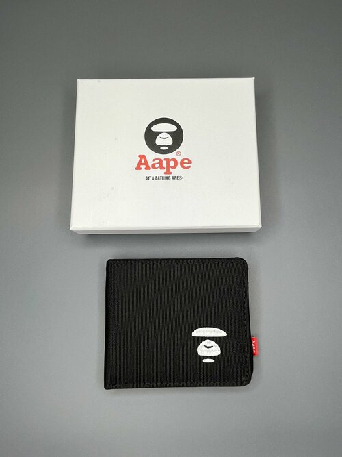 Бумажник Aape 0243, текстиль, зернистая фактура, без застежки, черный