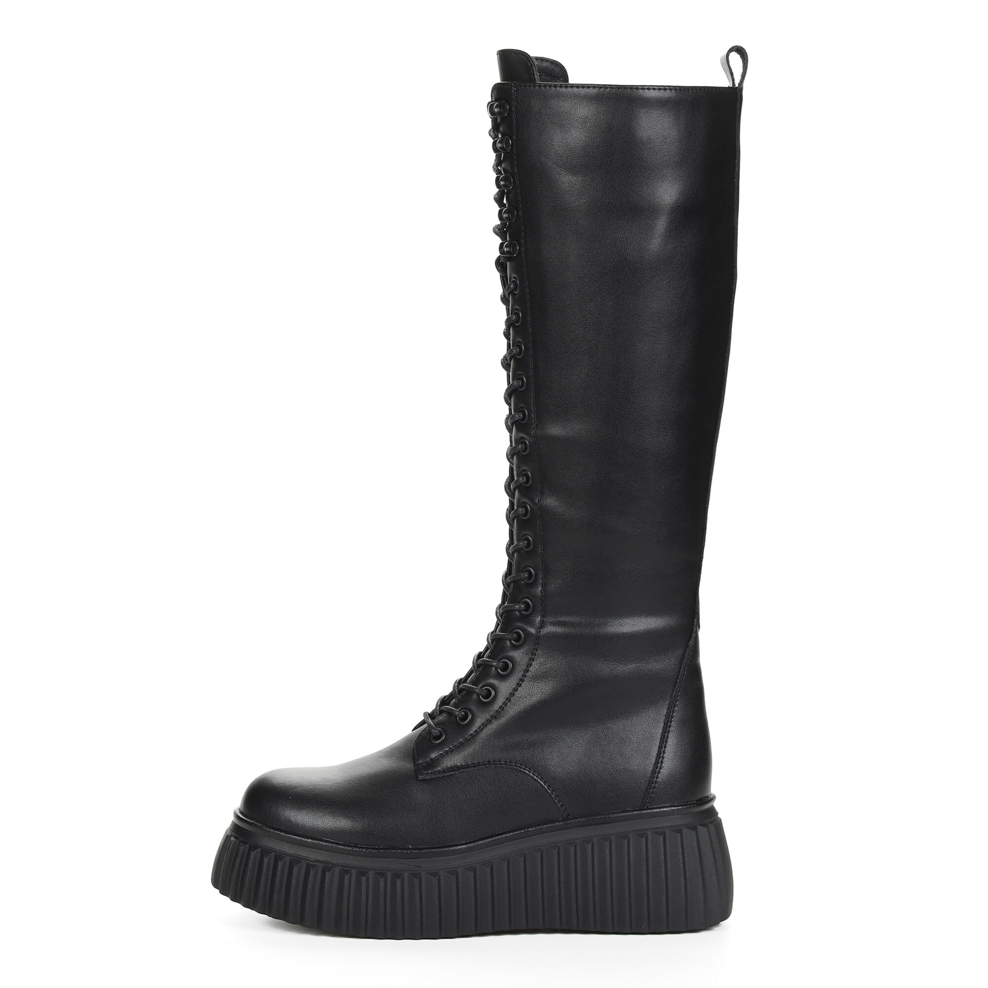 фото Сапоги RESPECT женские черные зимние из кожи на шерсти