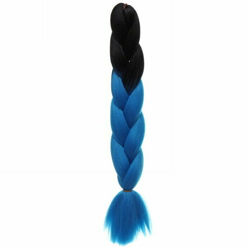 Цветная коса канекалон «Необыкновенная» 100г, 55 см, чёрный/синий