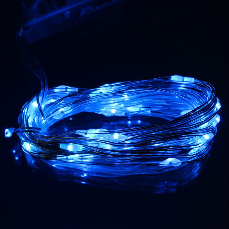 фото Гирлянда "Роса" 50 СВД 5 метров, синий цвет, батарейки АА*3 (не входят)