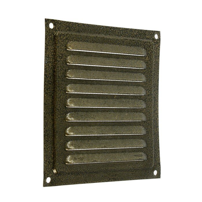 Решетка вентиляционная ZEIN Люкс РМ1515З, 150 х 150 мм, с сеткой, металлическая, золотая - фотография № 2