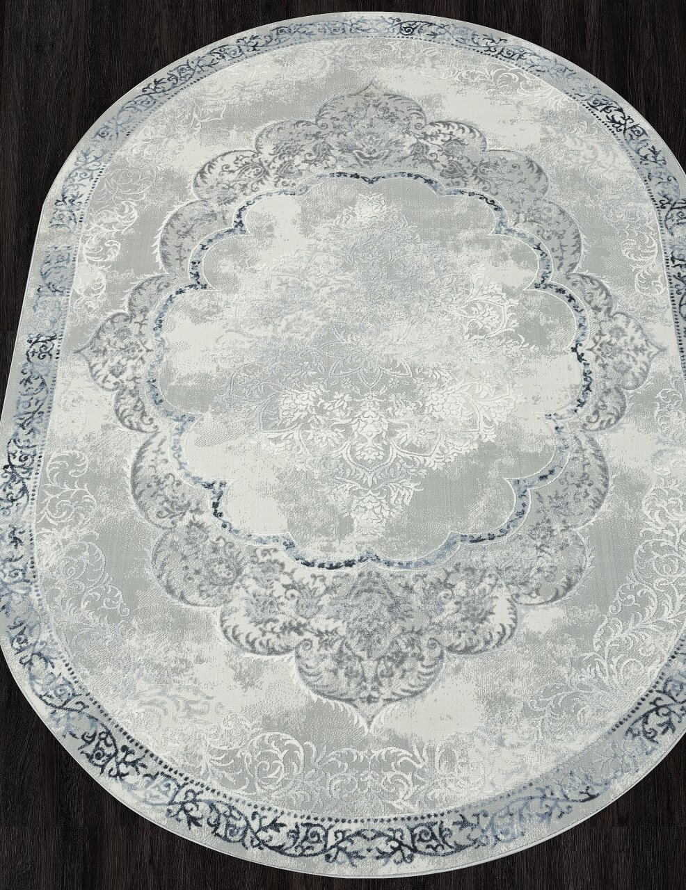 фото Ковер NENSI - Овал Синий, Классический, Ковер на пол, в гостиную, спальню, в ассортименте, Турция, Бельгия, Турция (156 см. на 229 см.)