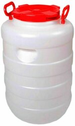 Бочка пластик, для воды, 50 л, круглая, с ручками, белая, 10193059, Дачная, Радиан