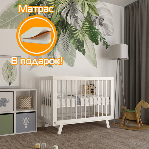 Кроватка для новорожденного Lilla (приставная) - модель Aria белая + Матрас DreamTex 120х60 см 2494330-gift