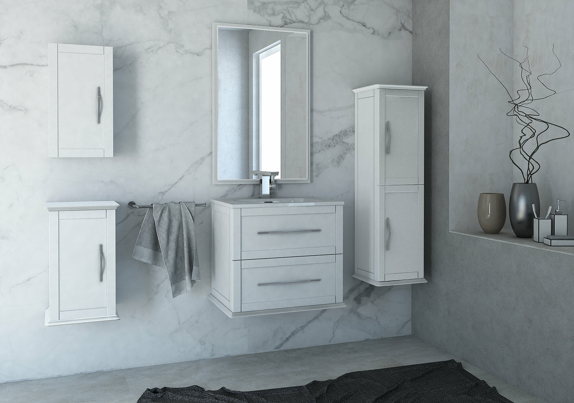 Мебель для ванной CEZARES TIFFANY 60 см, Bianco Opaco - фотография № 1