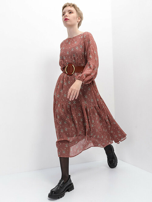 Платье ARTWIZARD, размер 170-(84-104)-(92-112)/ onesize/42-52, бежевый, коричневый