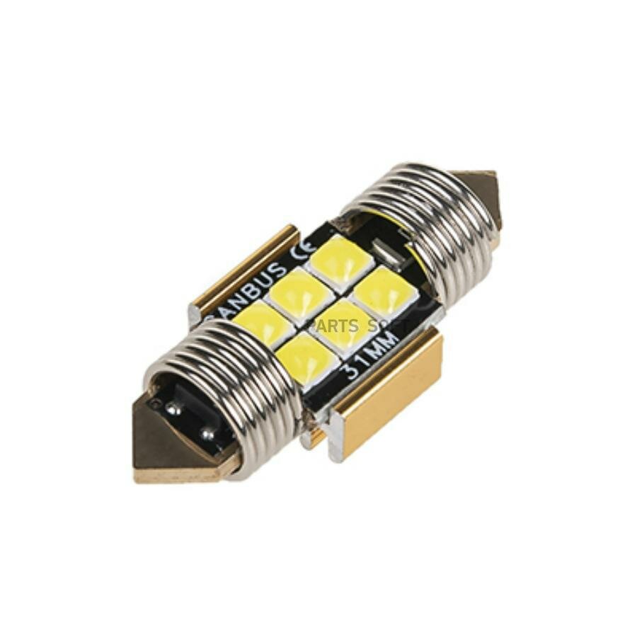 SKYWAY S08201477 Автолампа диод T11(C5W) 12V 6 SMD диодов 1-конт 31мм с обманкой Белая SKYWAY Салон, номер