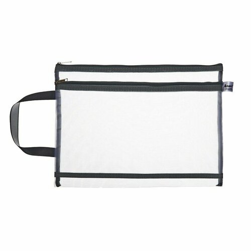 Папка-конверт на молнии формат А4 2 отделения с ручкой Сеточка Серый 476₽