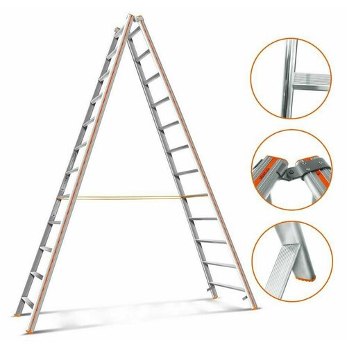 Двухсекционная Лестница-Стремянка Эйфель Комфорт-Профи 212