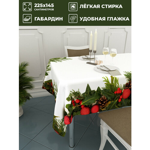 Скатерть Homepick с принтом ChristmasRed/2299/, габардин, 145х225 см