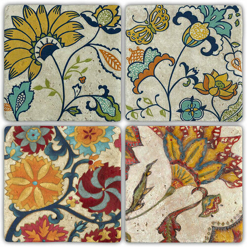 Набор подставок из натурального камня (4 шт,10x10x1 см) Oscar Stone, мультиколор