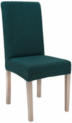 Чехлы на стулья со спинкой без оборки универсальные Жаккард Venera, цвет Изумрудный
