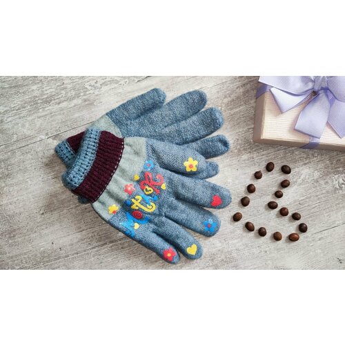 фото Перчатки , размер 4, голубой нет бренда