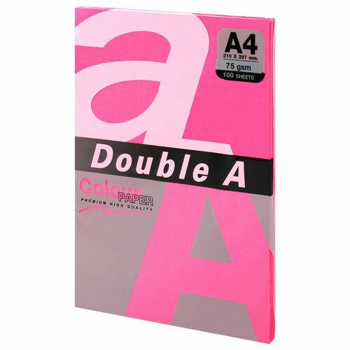 Бумага цветная DOUBLE A, А4, 75 г/м2, 100 л, неон, розовая бумага double a 115124