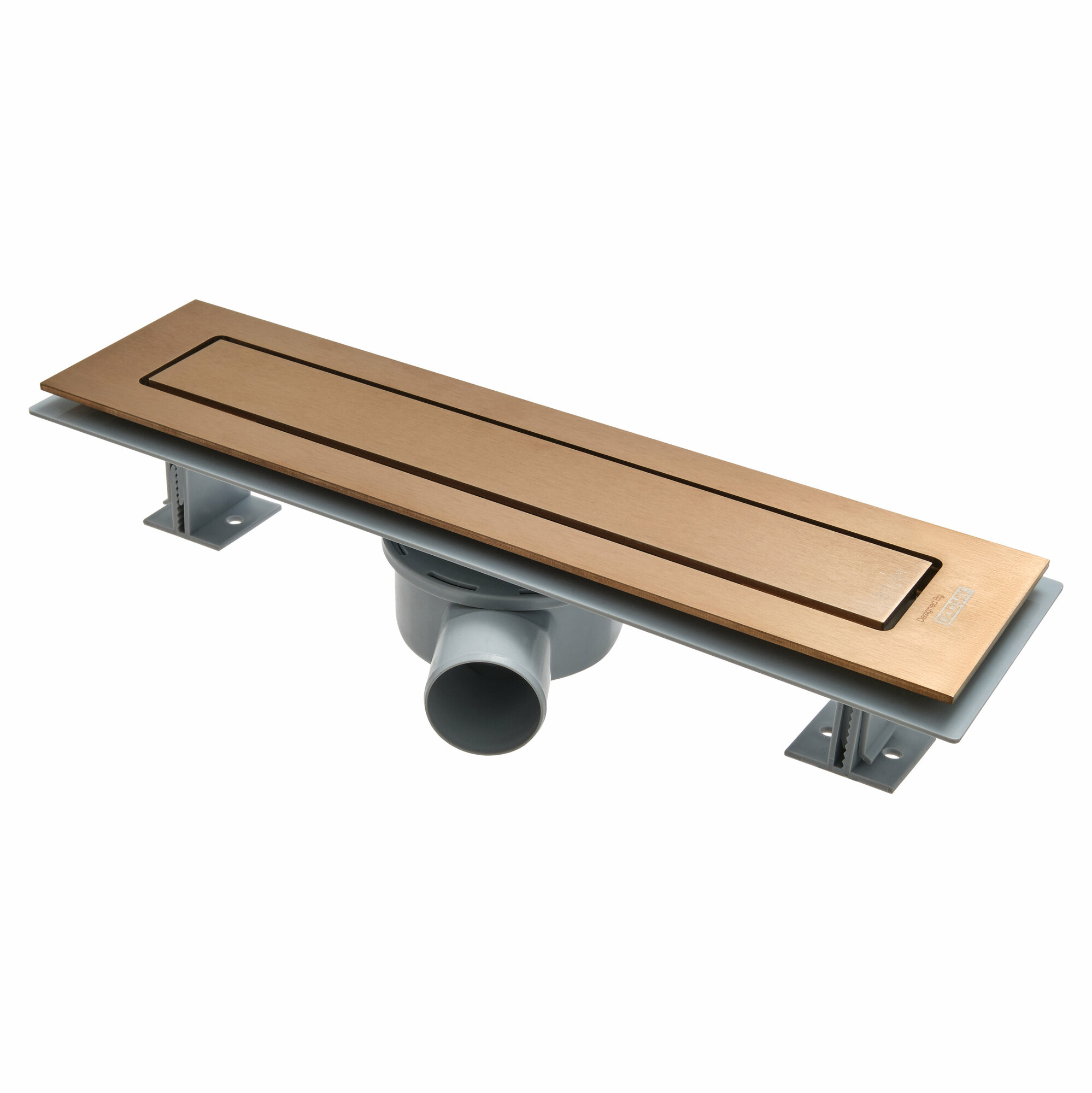 фото Трап для душа линейный щелевой (лоток) SAY ANZER с горизонтальным выпуском 400мм, с решеткой из нержавеющей стали, с сухим затвором, цвет бронза