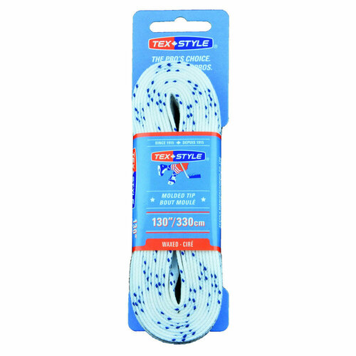 Шнурки для коньков Texstyle Double Blue Line Waxed 1510MT-WH-330, длина 330см.