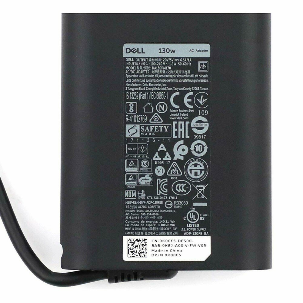 Блок питания для ноутбука Dell Type-C 130W (ADP-130FB BA, LA130PM170, DA130PM170) — фото 1