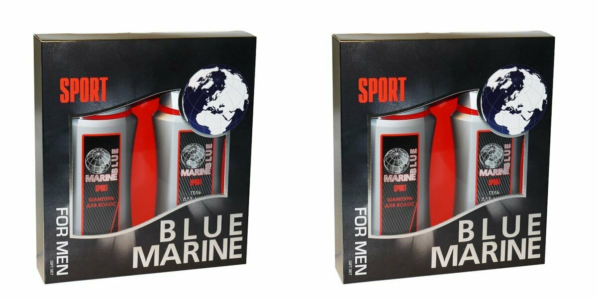 Blue Marine Набор подарочный косметический для мужчин Blue Marine Sport mini: шампунь 250 мл + гель для душа 250 мл, 2 уп.