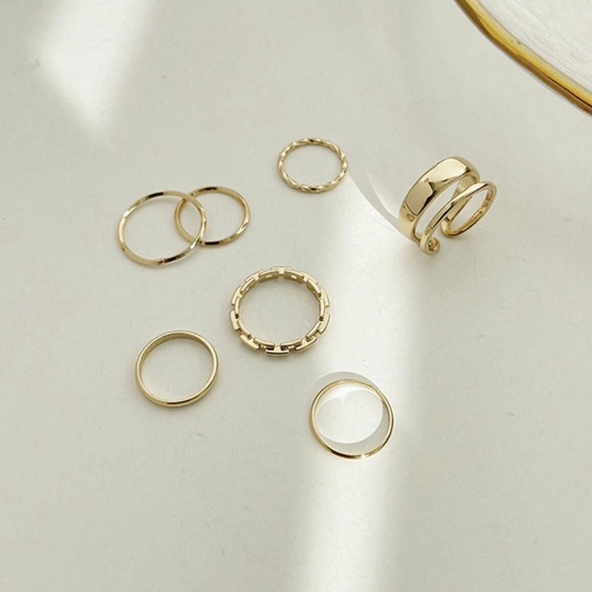 Набор колец, безразмерное, золото — фото 1