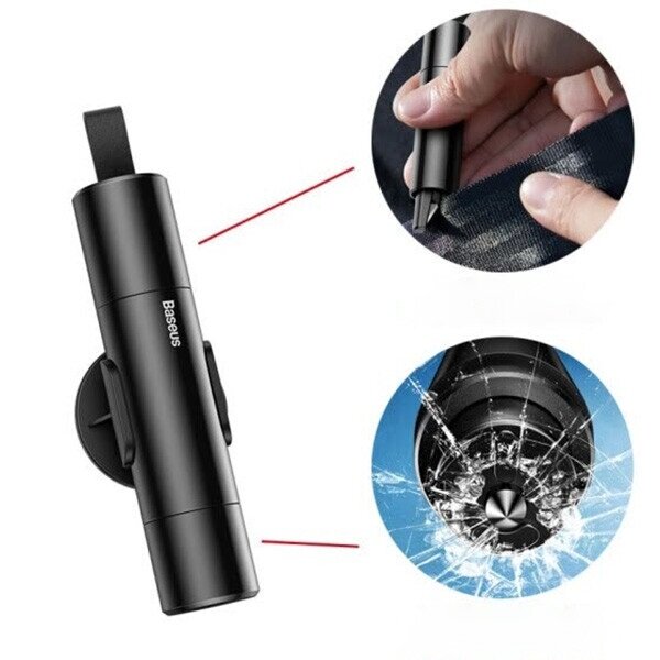 фото Автомобильный молоток для окон + Нож для перерезания ремней безопасности, Baseus Sharp Tool Safety Hammer, Серый