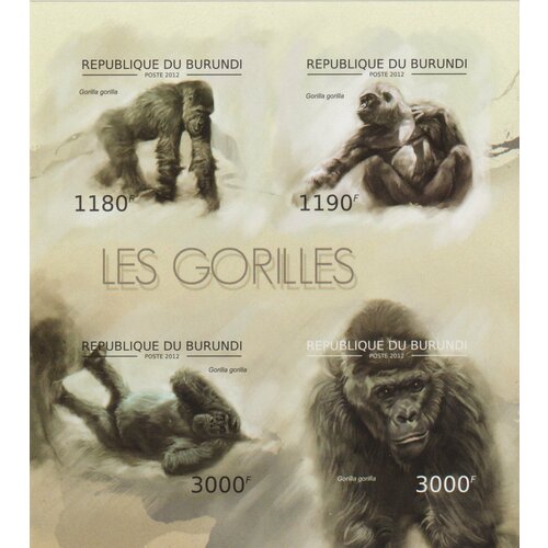 Почтовые марки Бурунди 2012г. Фауна - Гориллы Обезьяны MNH почтовые марки бурунди 2012г фауна гориллы обезьяны mnh
