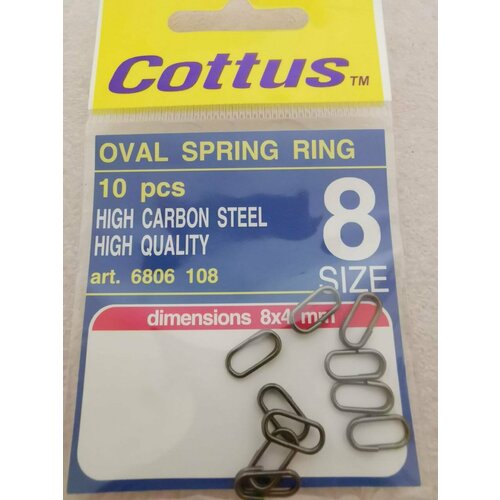 фото Кольцо заводное cottus oval spring ring #8 (10шт)