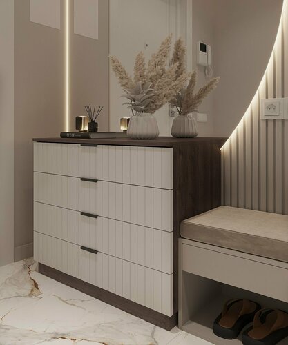 Изображение товара Комод Аквамарин "Венеция", венге/белый ЛДСП/МДФ, 4 ящика, шариковые направляющие