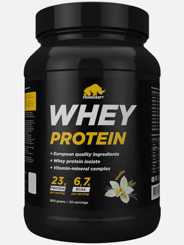 Изображение товара Протеин Prime Kraft Whey Protein 900г, ванильный, сывороточный, банка