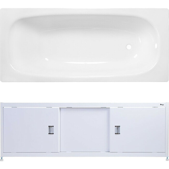 фото Ванна стальная ВИЗ Reimar 150x70 с экраном Emmy Монро и ножками, белая орхидея