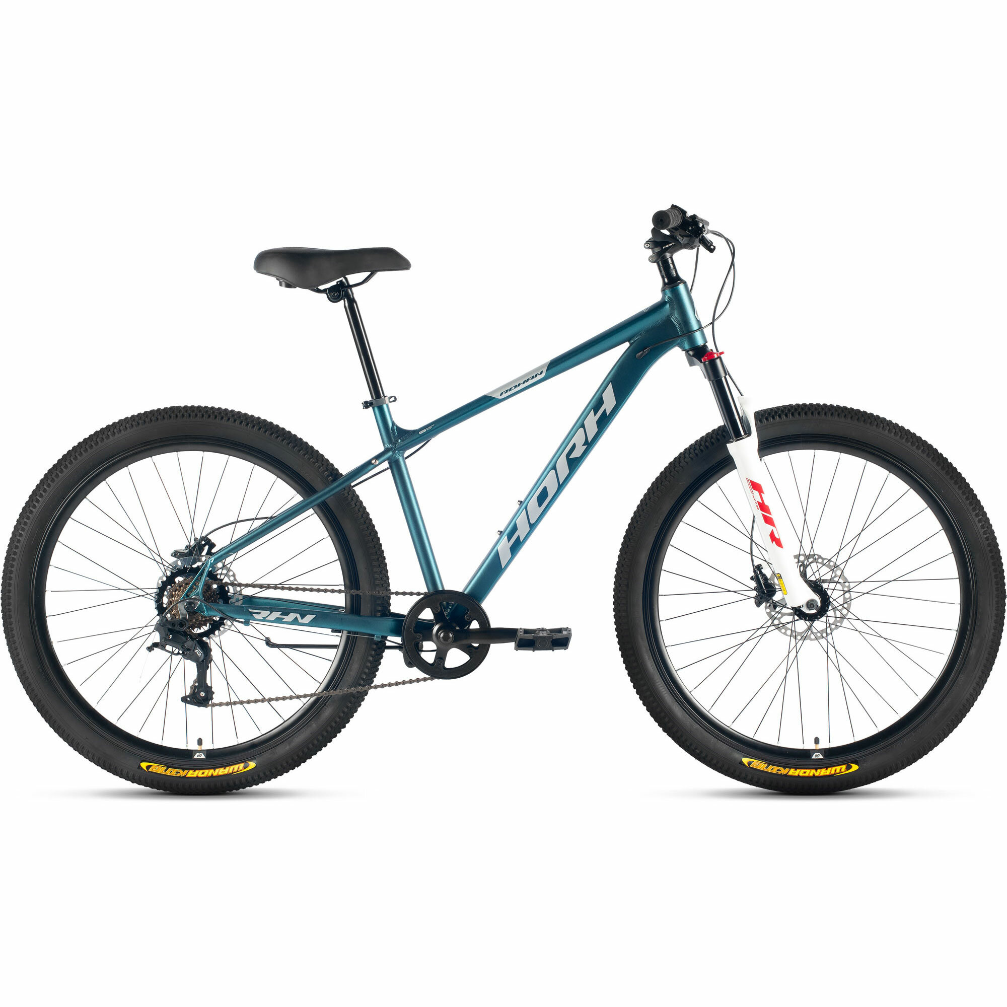 Велосипед горный HORH ROHAN RHD 7.0 27.5" (2024), хардтейл, взрослый, мужской, алюминиевая рама, 7 скоростей, дисковые гидравлические тормоза, цвет Dark Turquoise-Grey-Red, темно-бирюзовый/серый/красный, размер рамы 17", для роста 170-180 см