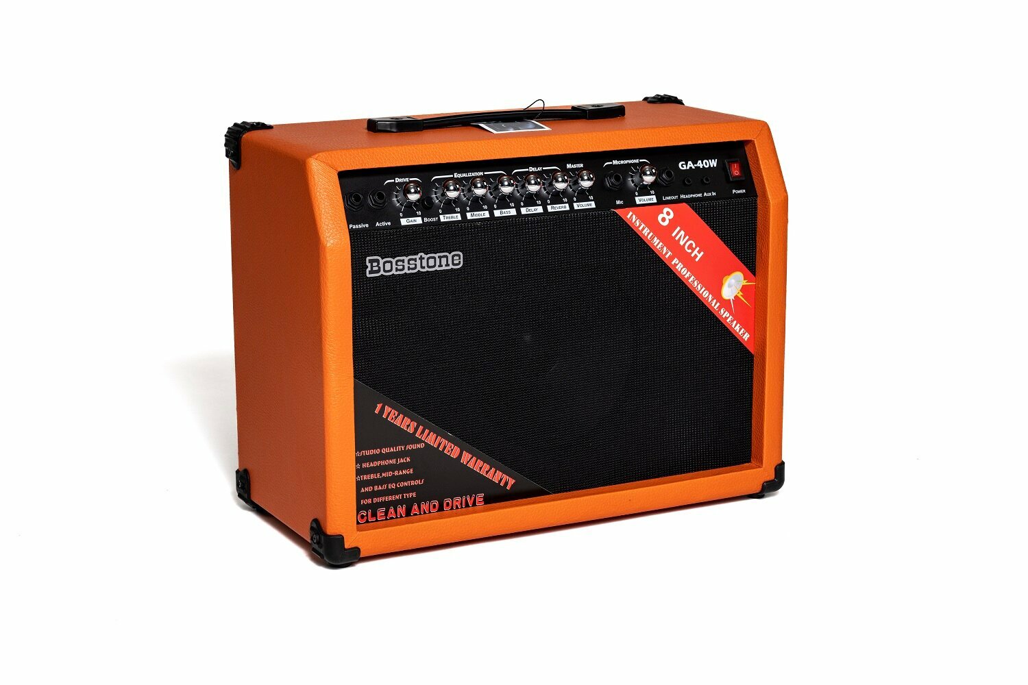 Bosstone GA-40W Orange Гитарный усилитель: Мощность 40 Ватт, Динамик 8". Чувствительность: 70 дБ