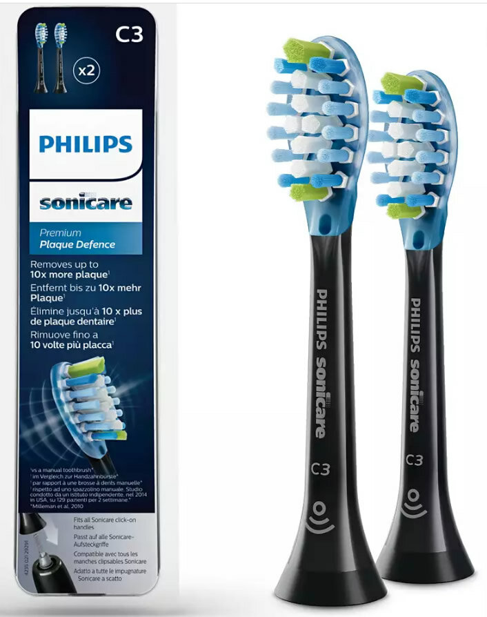 Обзор: Насадки Philips Sonicare C3 Premium Plaque Defence HX9042/33 для удаления налёта, черный, 2 шт.
