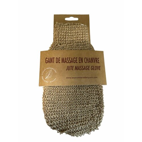 Мочалка-варежка массажная, натуральная, из конопли, Savonnerie de Nyons, Франция