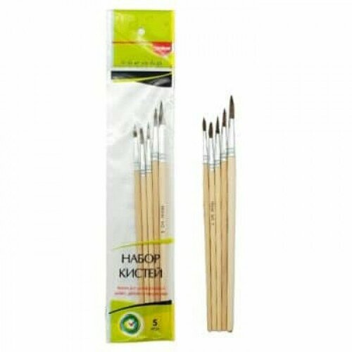 Кисти набор 5 шт Пони INTELLIGENT CZ-251 Круглые 1 2 3 4 5 в ПВХ пакете 1251000 327308 294₽