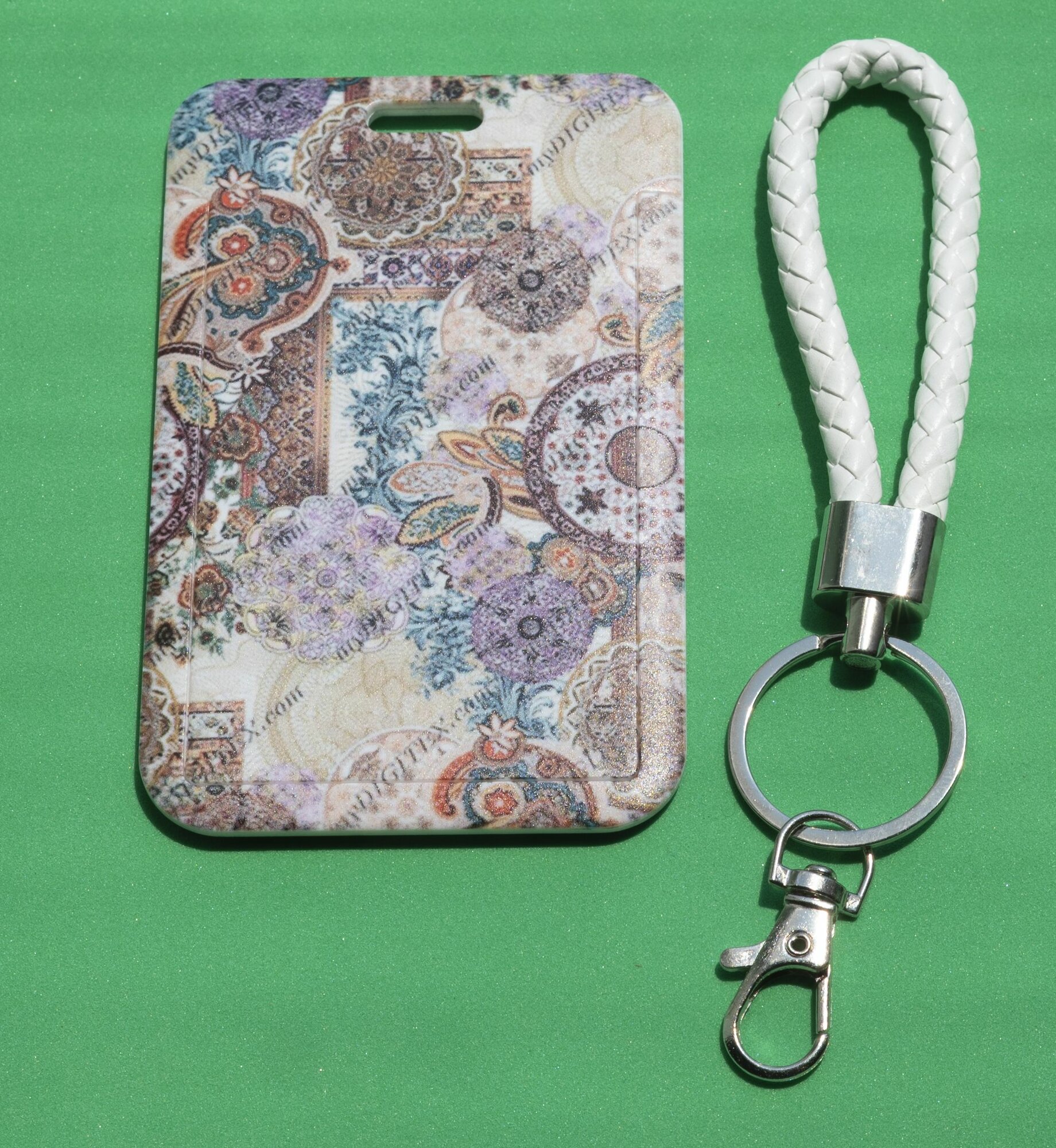 Картхолдер , фактура глянцевая, красный, лиловый, золотой — фото 1