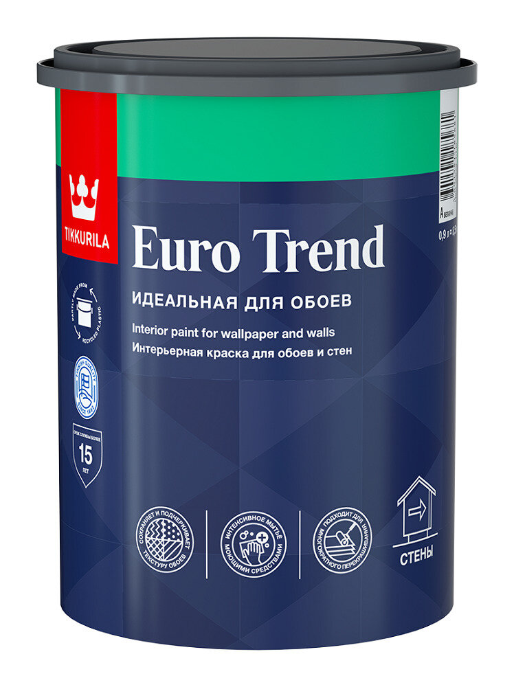 Краска Tikkurila для обоев и стен EURO TREND A мат 09л
