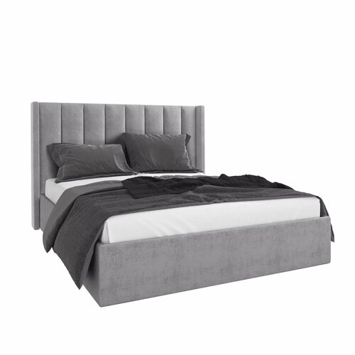 Кровать 120х200 двуспальная Selena ортопедическая мягкое изголовье подъемный механизм ящики для белья серый 36500₽