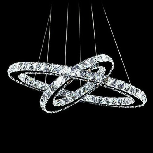 Люстра подвесная светодиодная с кристаллами диаметр 65 см хром 17700₽