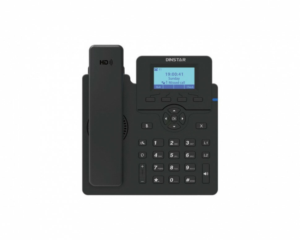 Dinstar C60U IP телефон, 2 SIP линии, БП, монохромный дисплей с подсветкой