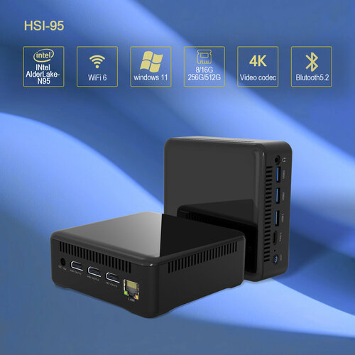 Мини ПК HSI-N95 Windows 11 Pro (Intel N95 DDR4 8Гб SSD M2 256 Гб Wifi 2.4/5/6Ггц/ BT5.2)