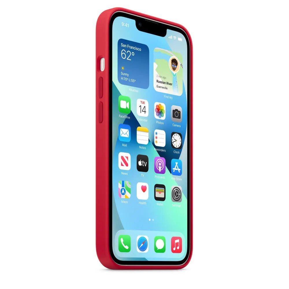 Чехол силиконовый MagSafe для iPhone 13 Mini Red с анимацией NFC, Silicone case MagSafe для айфон 13 мини - Красный — фото 1