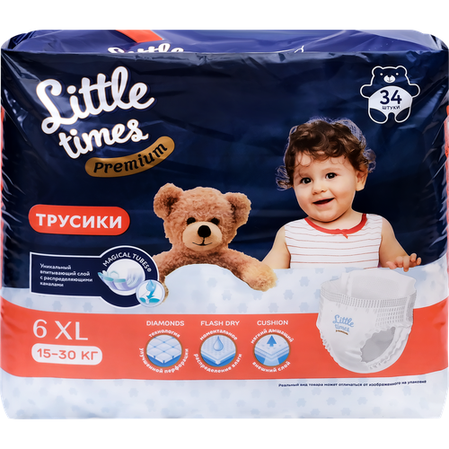 Подгузники-трусики детские LITTLE TIMES Premium XL 1530кг 34шт 1504₽
